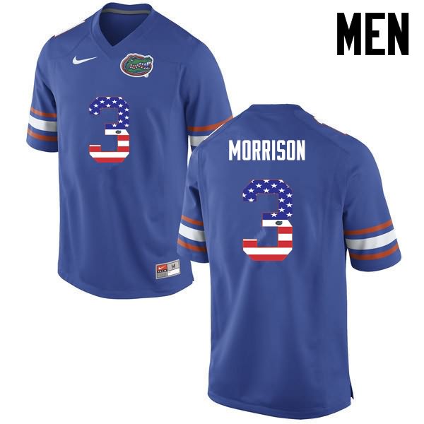 NCAA Florida Gators Antonio Morrison Men's #3 USA Flag Fashion Nike Blue Stitched Authentic College Football Jersey IVH0064PD